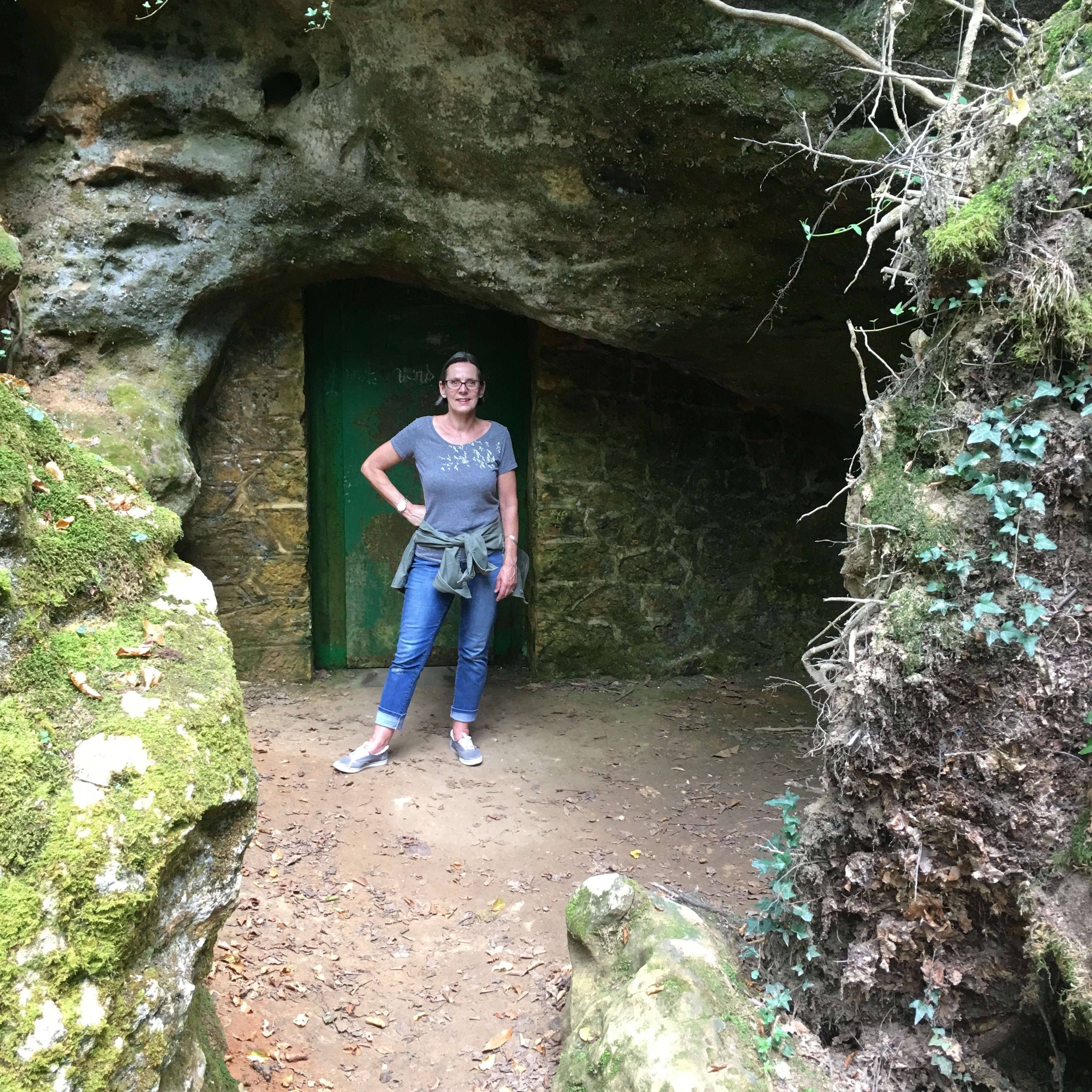 Barbara Reid in cave